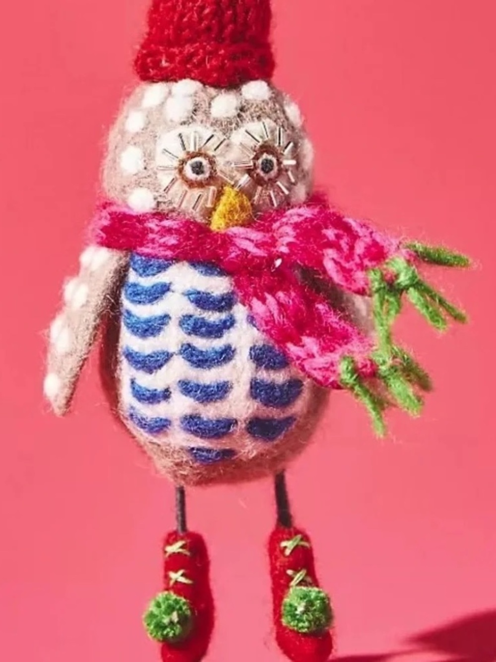 Anthropologie Skating Owl Christmas Tree Ornament